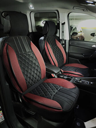 Volvo S60 Lüx Oto Koltuk Minderi Ön Arka 5'li Set Elegance Serisi Siyah Kırmızı