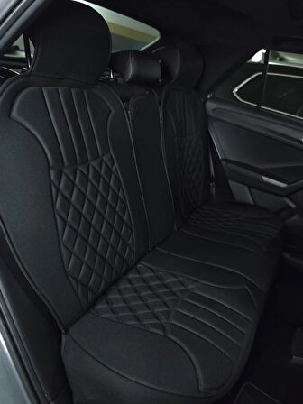 Skoda Kodiaq Lüx Oto Koltuk Minderi Ön Arka 5'li Set Elegance Serisi Siyah Mavi