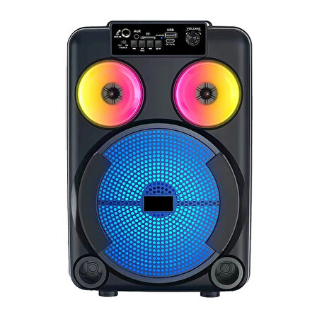 Mikrofonlu RGB Işıklı Kablosuz Karaoke Hoparlör 8 İnç Stereo Bas, Taşınabilir Parti Ses Sistemi
