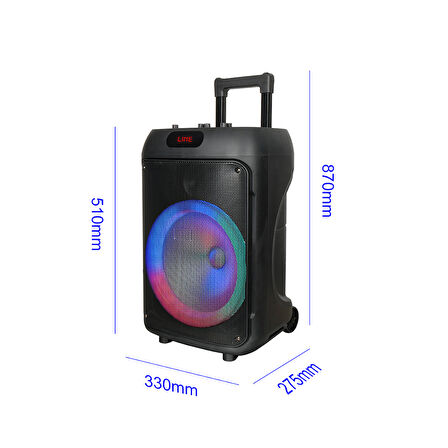 Taşınabilir Dış Mekan Eğlence ve Işık Şöleni 12 İnç Güçlü Bas Hoparlör Karaoke Mikrofonlu RGB Işıklı