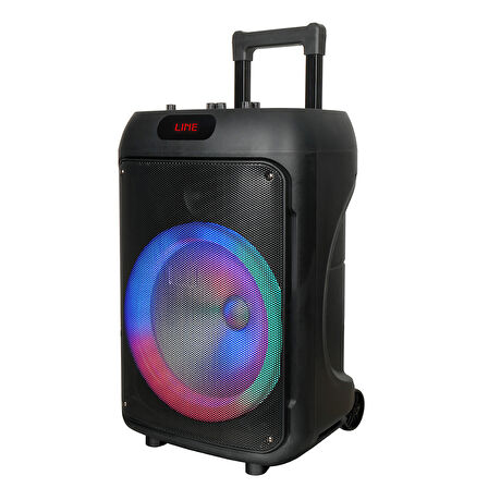 Taşınabilir Dış Mekan Eğlence ve Işık Şöleni 12 İnç Güçlü Bas Hoparlör Karaoke Mikrofonlu RGB Işıklı