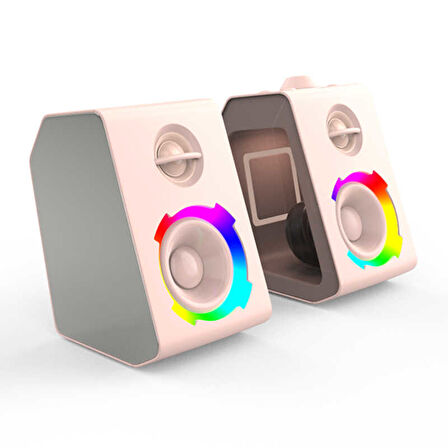Taşınabilir RGB Işıklı Kablosuz Bluetooth Speaker Hoparlör Güçlü Ses 11 Farklı Renkli Işık Atmosferi