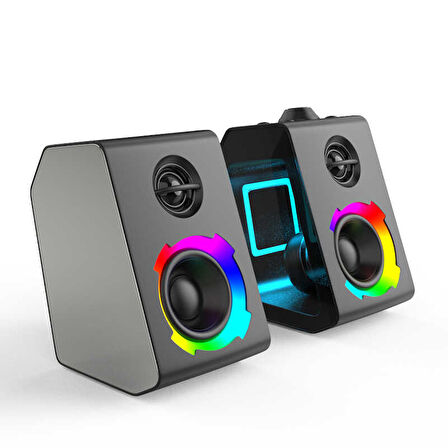 Taşınabilir RGB Işıklı Kablosuz Bluetooth Speaker Hoparlör Güçlü Ses 11 Farklı Renkli Işık Atmosferi