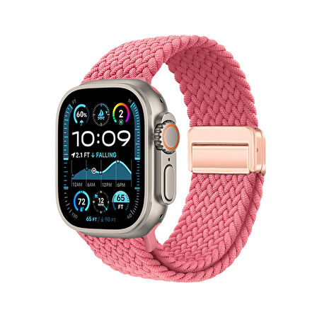 Apple Watch 1/2/3 Serisi 42mm İçin İpeksi Dokunuş Saat Kordonu Hasır Örgülü Şık ve Sportif Kordon