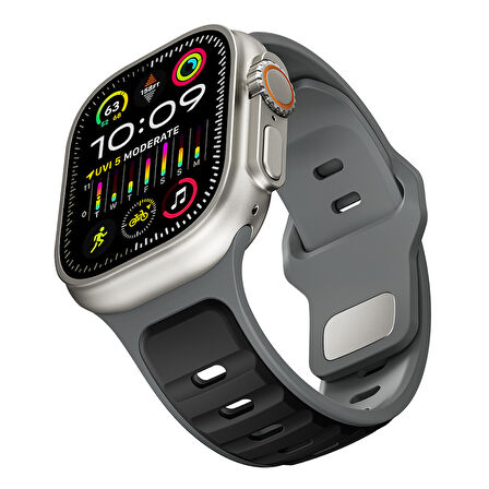 Apple Watch Ultra / Ultra2 49mm Silikon Kordon Hafif, Esnek ve Güvenli Kilit Mekanizmalı Kayış Band