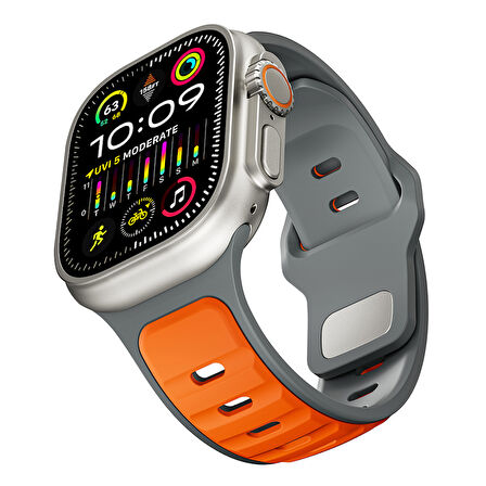 Apple Watch Ultra / Ultra2 49mm Silikon Kordon Hafif, Esnek ve Güvenli Kilit Mekanizmalı Kayış Band