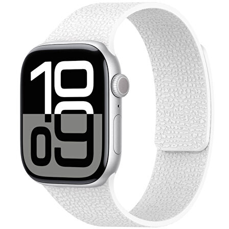 Apple Watch - SE/SE 2 /4/5/6 44mm İçin Mıknatıslı Silikon Kordon Ultra Hafif, Kabartma Desenli Kayış