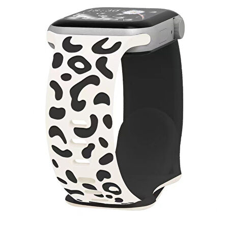 Apple Watch 10 46mm Leopar Desenli Silikon Kordon Suya ve Tere Dayanıklı, Hafif ve Esnek