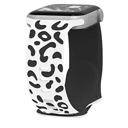 Apple Watch - SE/SE 2/ 4/5/6 40mm Leopar Desenli Silikon Kordon Suya ve Tere Dayanıklı, Hafif, Esnek