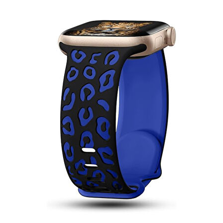 Apple Watch - SE/1/2/3 38mm Leopar Desenli Silikon Kordon Suya ve Tere Dayanıklı, Hafif, Esnek