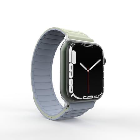 Apple Watch 7 / 8 / 9 45mm Manyetik Silikon Kordon Çift Renkli Tasarım Güçlü Mıknatıslı Kapanış