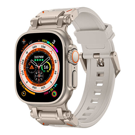 Apple Watch 2/3/4/5/6/7/8/9/se/ultra/ultra 2 Seri 42mm 44mm 45mm 49mm İçin Titanyum Başlıklı Kordon