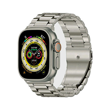 Apple Watch 2/3/4/5/6/7/8/9/se/ultra/ultra 2 Serileri 2mm 44mm 45mm 49mm Uyumlu Klasik Metal Kordon