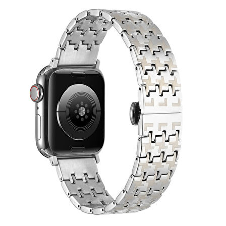 Apple Watch 2/3/4/5/6/7/8/9/se/ultra/ultra 2 Seri 42mm 44mm 45mm 49mm Uyumlu Stanless Metal Kordon