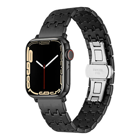 Apple Watch - se/2/3/4/5/6/7/8/9 Serisi 38mm Serisi 40mm 41mm Uyumlu Stainless Steel Metal Kordon