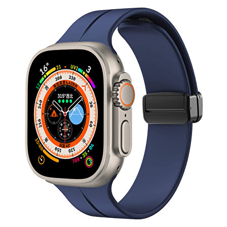 Apple Watch 2/3/4/5/6/7/8/9/se/ultra/ultra 2 Seri 42mm 44mm 45mm 49mm İçin Manyetik Silikon Kordon