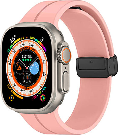 Apple Watch 2/3/4/5/6/7/8/9/se/ultra/ultra 2 Seri 42mm 44mm 45mm 49mm İçin Manyetik Silikon Kordon