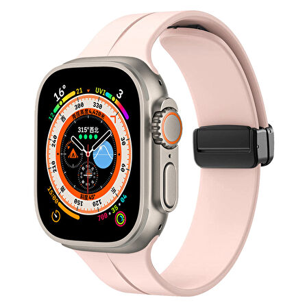 Apple Watch - se/2/3/4/5/6/7/8/9 Serisi 38mm Serisi 40mm 41mm Uyumlu Metal Manyetik Silikon Kordon