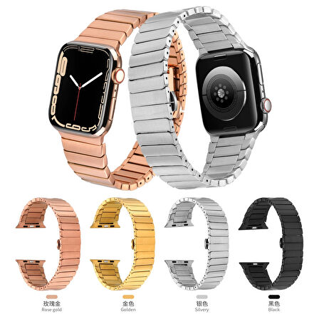 Apple Watch - se/2/3/4/5/6/7/8/9 Seri 38mm Serisi 40mm 41mm İçin Stanless Steel Klipsli Metal Kordon