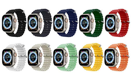 Apple Watch 2/3/4/5/6/7/8/9/se/ultra/ultra 2 Seri 42mm 44mm 45mm 49mm Uyumlu Dalgalı Silikon Kordon