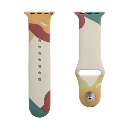 Apple Watch - se/2/3/4/5/6/7/8/9 Seri 38mm Serisi 40mm 41mm Uyumlu Renkli Desenli Silikon