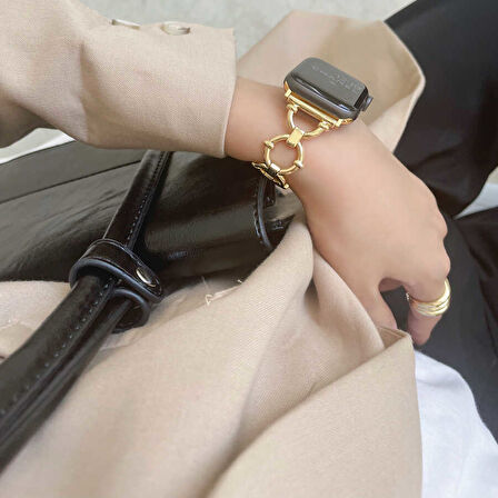 Apple Watch - se/2/3/4/5/6/7/8/9 Seri 38mm Serisi 40mm 41mm İçin Halka Gövde Tasarımlı Metal Kordon