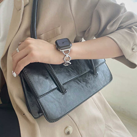 Apple Watch - se/2/3/4/5/6/7/8/9 Seri 38mm Serisi 40mm 41mm İçin Halka Gövde Tasarımlı Metal Kordon