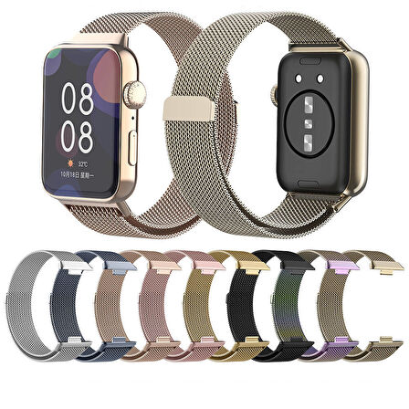 Huawei Watch Fit 4 Pro / Fit 4 / Fit 3 Uyumlu Metal Tel Görgü İşlemeli Dayanıklı Manyetik Kordon