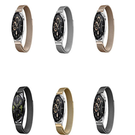 Huawei Watch GT 2 / GT 2 Pro / GT 3 / GT 4 / GT 5 / GT 5 Pro 46mm İçin Mıknatıslı Metal Hasır Kordon