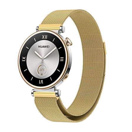 Huawei Watch GT 5 41mm / GT 4 41 mm / GT 5 Pro 42 mm Uyumlu Manyetik, Örgü İşlemeli Metal Kordon