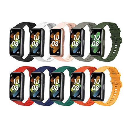 Huawei Band 7 Uyumlu Silikon Kordon Delikli Ayarlama Dizaynı, Soft ve pürüzsüz Kayış