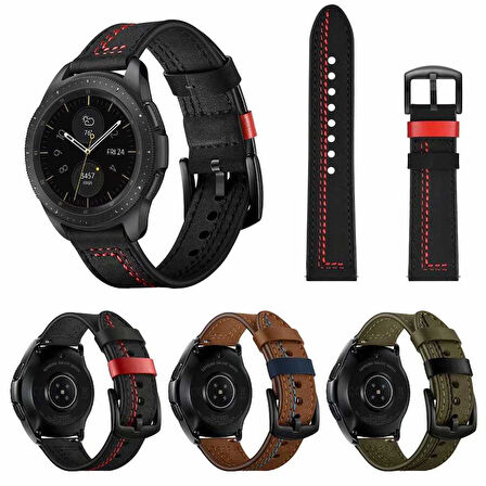 Huawei Watch GT 2/ GT 2 Pro /GT 3 / GT 4 / GT 5 / GT 5 Pro 46mm Uyumlu Dikişli Deri Kordon