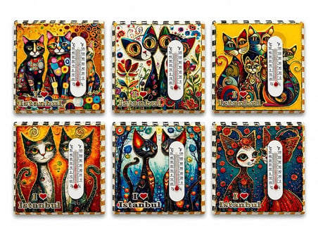 Kedi Tasarımı İstanbul Temalı Buzdolapı Süsü Magnet Alk5406