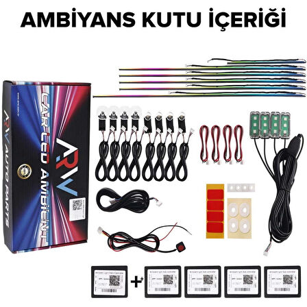 Fiat Bravo Easy Uyumlu 64 Renk 210 Mod Animasyonlu Araç İçi Ambiyans Led Aydınlatma