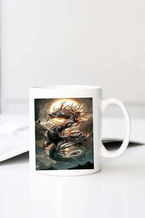 Ejderha Dragon Baskılı 330 ml Porselen Kupa Bardak (123457-2)