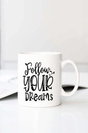 Follow Your Dreams 01 Baskılı 330 ml Porselen Kupa Bardak (123517-2)