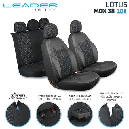 Skoda Kamiq Uyumlu Lüx Deri Detaylı Oto Koltuk Kılıfı Ön Arka Takım Lotus SİYAH BEYAZ