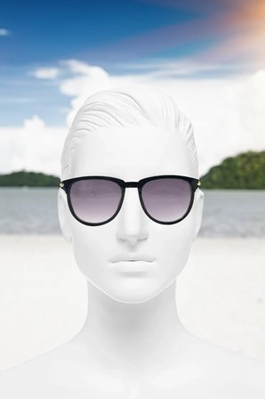 Polarize Siyah Oval Mor Geçişli Siyah Güneş Gözlüğü Yeni Sezon K122 Unisex