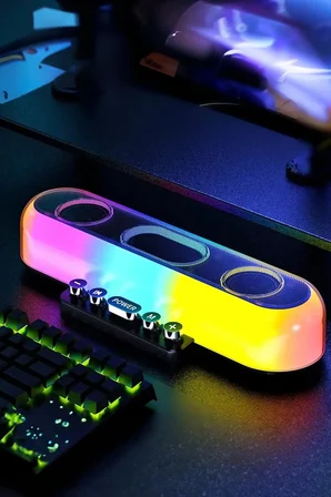 Bluetooth Hoparlör Daktilo Tuşlu RGB Ledli 360 Derece Ses Özellikli Kablosuz Hoparlör Dekoratif