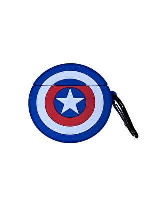 AirPods 1. ve 2. Nesil Uyumlu Koruyucu Bluetooth Kulaklık Kılıfı Captain America Figürlü