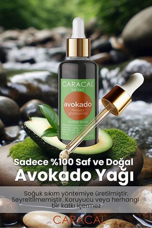 Caracal Avokado Yağı Soğuk Sıkım 50ml Avakado Yağı Persea Gratissima Avocado Oil