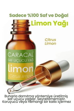 Caracal  Limon Yağı Limon Kabuğu Uçucu Yağı 10ml Katkısız Ve Doğal Limon Yağı