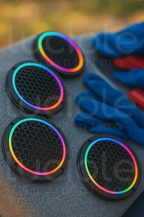 16 Cm Neon Pixel Led Midrange Hoparlör Kapağı – Sese Duyarlı, Rf Kumandalı, Argb Işık, 4'lü Set 12v