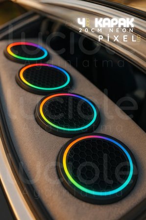 20 Cm Sese Duyarlı Neon Pixel Led Hoparlör Kapağı – Argb Işık Efektli, Rf Kumandalı, 4’lü Set, 12v