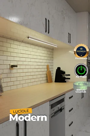 Mutfak Tezgah Dolap Altı Led Işık Aç Kapa Günışığı Bar Yapışkanlı 1 Metre - Plus