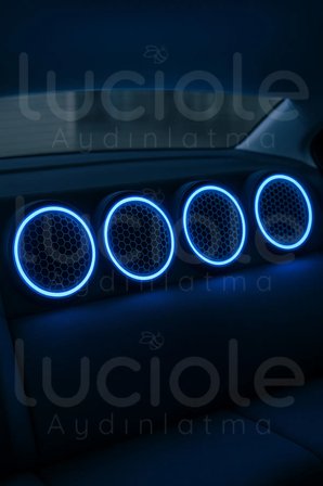 RGB Neon LED Hoparlör Kapağı Seti – 4'lü 16cm | RF Kumandalı | 12V & 24V Uyumlu