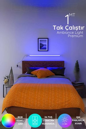 yatak tv üstü Led abajur ışık Uzaktan Kumandalı 16 Renk 4 animasyon yapışkanlı bed.lightma