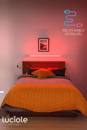 Yatak Tv Üstü Led Abajur Işık Uzaktan Kumandalı Renk Animasyon Yapışkanlı Bedlightbey