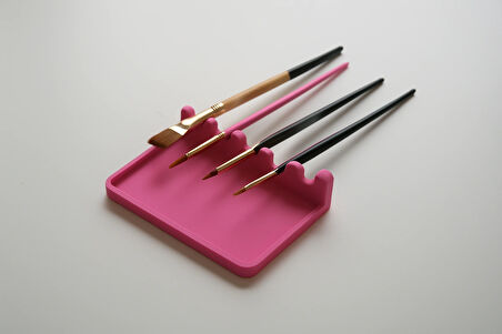 Damlama Tepsili Modern Fırça Tutucu - Ressam, Nail Art & Hobi Kullanımına Uygun Pembe