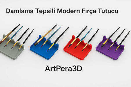 Damlama Tepsili Modern Fırça Tutucu - Ressam, Nail Art & Hobi Kullanımına Uygun Pembe